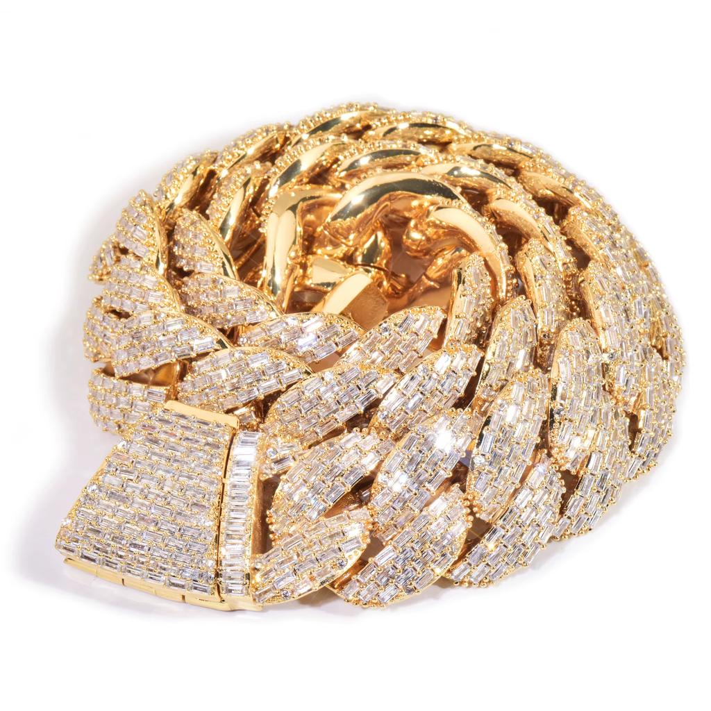 15mm Miami Cuban Kette Silberfarbe Hip Hop Halskette Für Männer Iced Out Baguette Zirkon Glied Mode Rock Rapper Schmuck