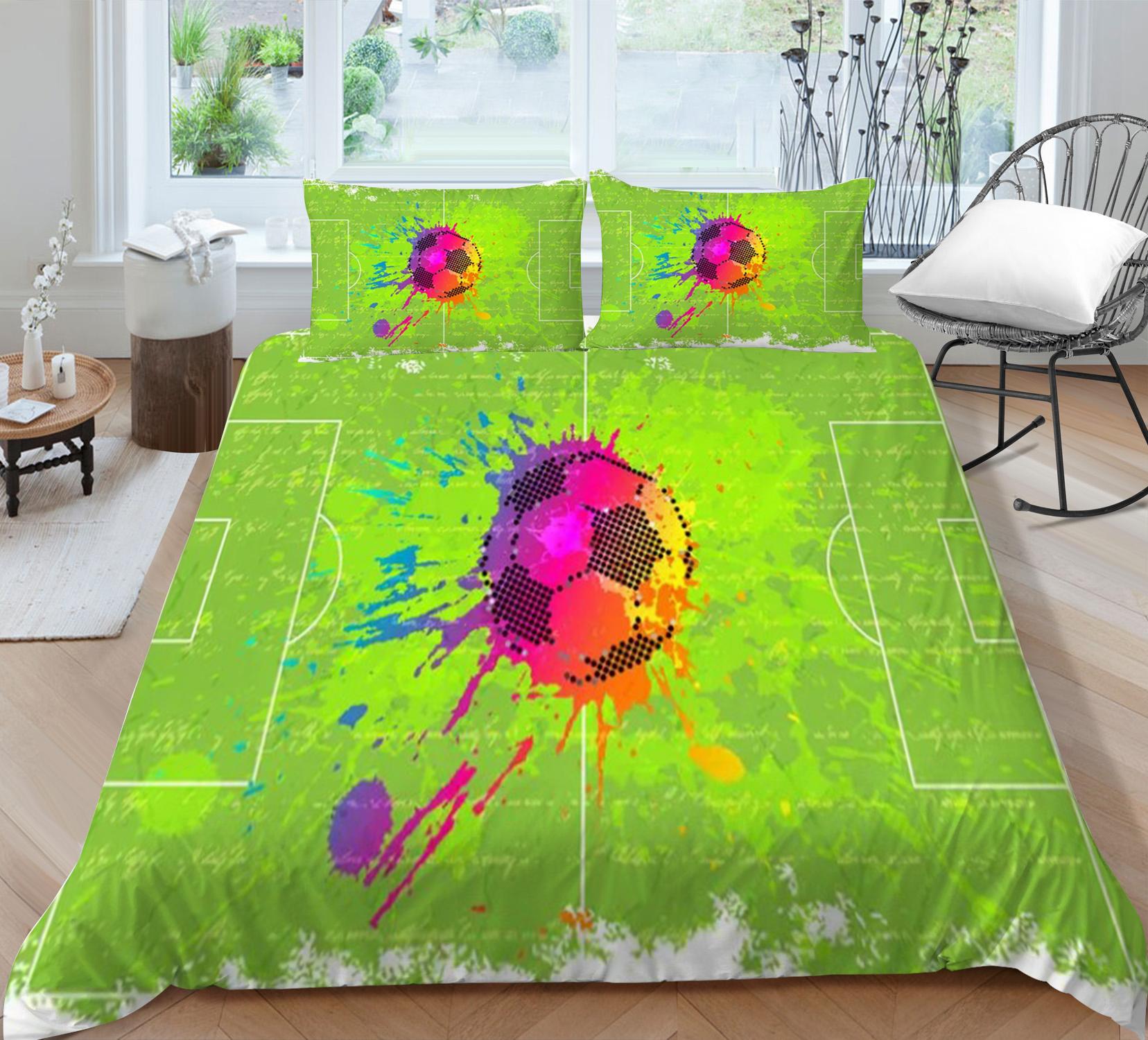 

Постельное белье Комплект Чехол для кровати 3D Футбол Печать 2/3шт Одеяло Покрывает Домашний текстиль Удобный теплый спальня Микрофибра Мягкая Single 135x200cm
