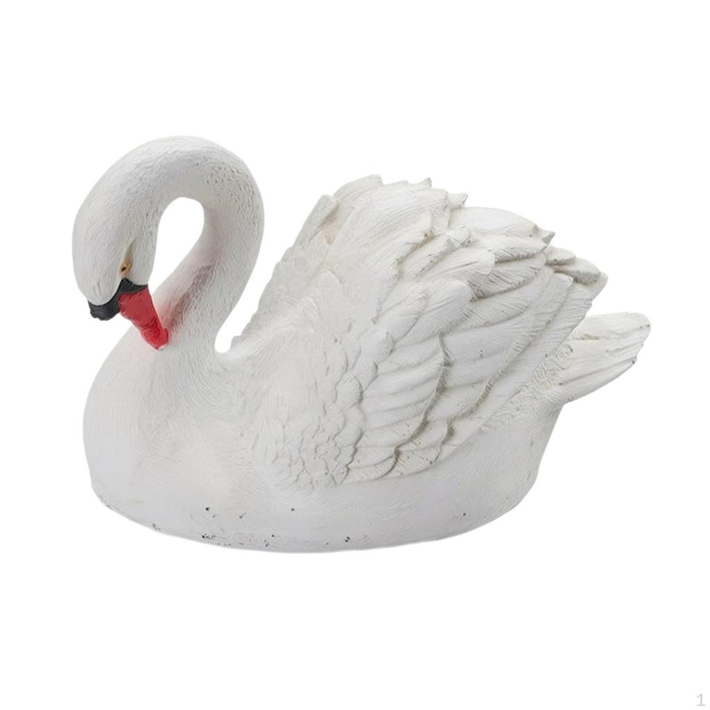 Float Swan Figurine White Statue Adorable Housewarming Gift Patio Lawn Yard Ornament Resin