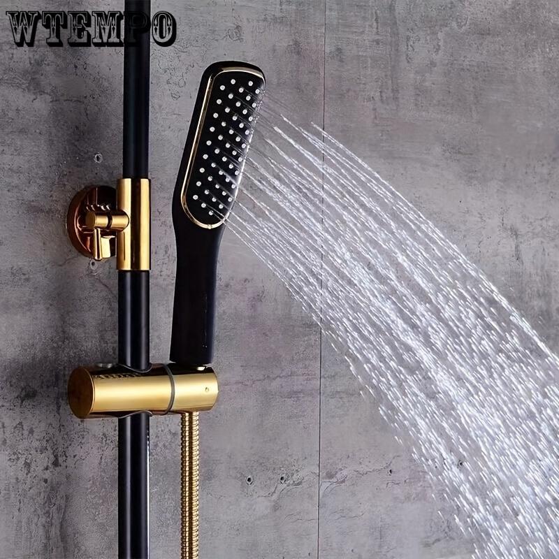 1 sistem de duș din cupru combo de înaltă presiune cu precipitații și duș portabil, set complet de baie cu funcție dublă, caldă și rece, cu spray superior reglabil
