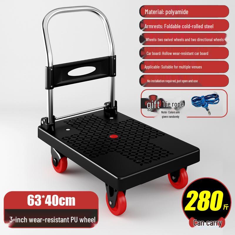 Foldable Lightweight Flatbed Hand Truck – Silent Multi-Functional Cart for Cargo