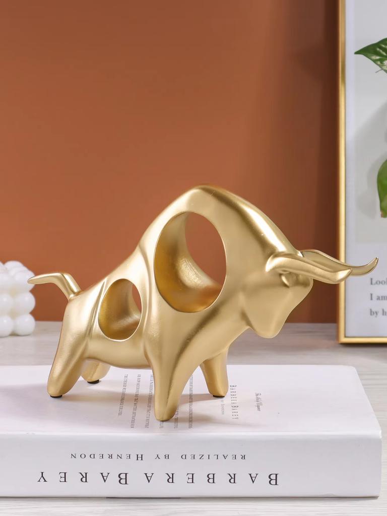 Golden Bull Resin Set Resin Sculpture Home Decor Party Decoration Living Room Bedroom Office Desktop Decor Accessories Craft