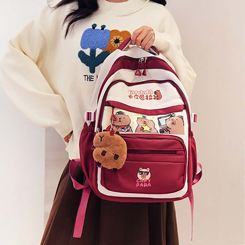 New Capybara Lightweight Burden-reducing Backpack Large Capacity Spine-Protective Wear-Resistant Waterproof Schoolbag for Primary School Students