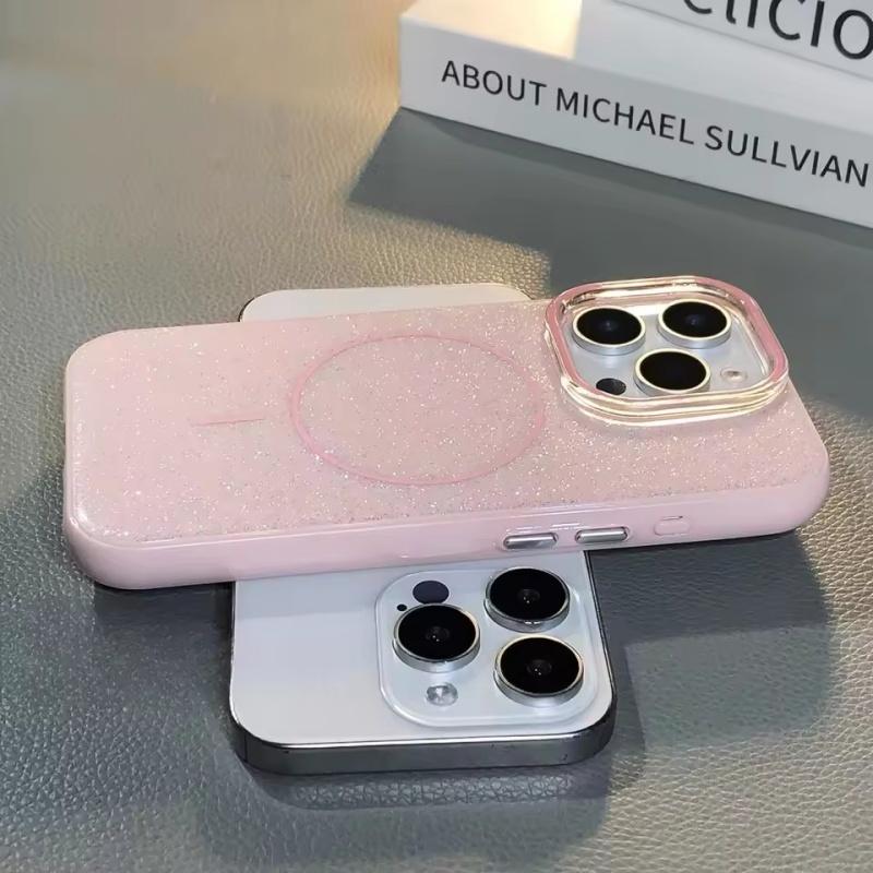 Luxury Glitter Bling For Magsafe Magnetic Case For iPhone 16 13 15 14 11 12 Pro Max Wireless Charge Silicone Shockproof Cover