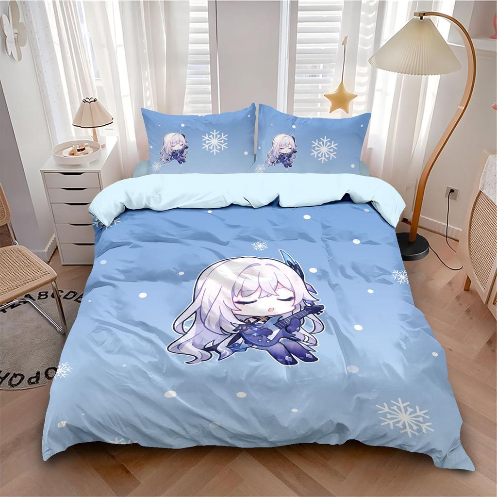 Gamer G-Genshin Impact Bedding Set for Adult Kids,The Sundering Lady Skirk Duvet Cover Set with Pillowcases Children's Gift