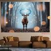 2D Fantasy Wald Hirsch Kulisse mit blauen Geweihen & Lichterketten Party Dekoration