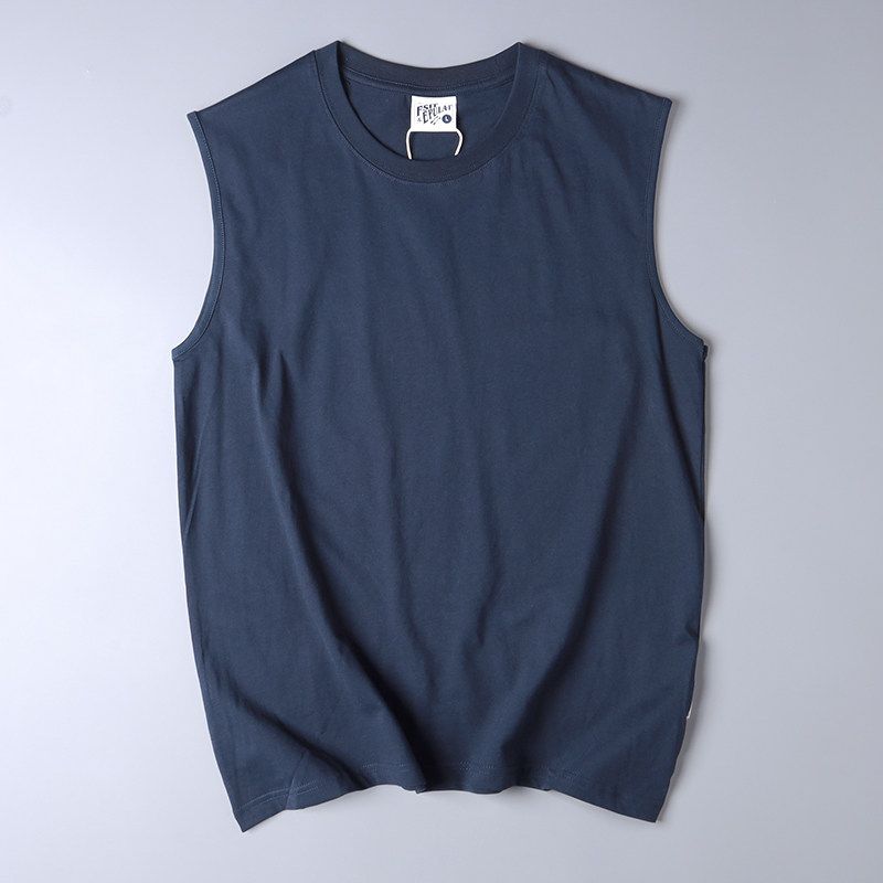 Export Men's Tail Goods Summer Fashion Brand Cotton Sports Undershirt Vest Loose Casual Workout Sleeveless Waistcoat T-shirt