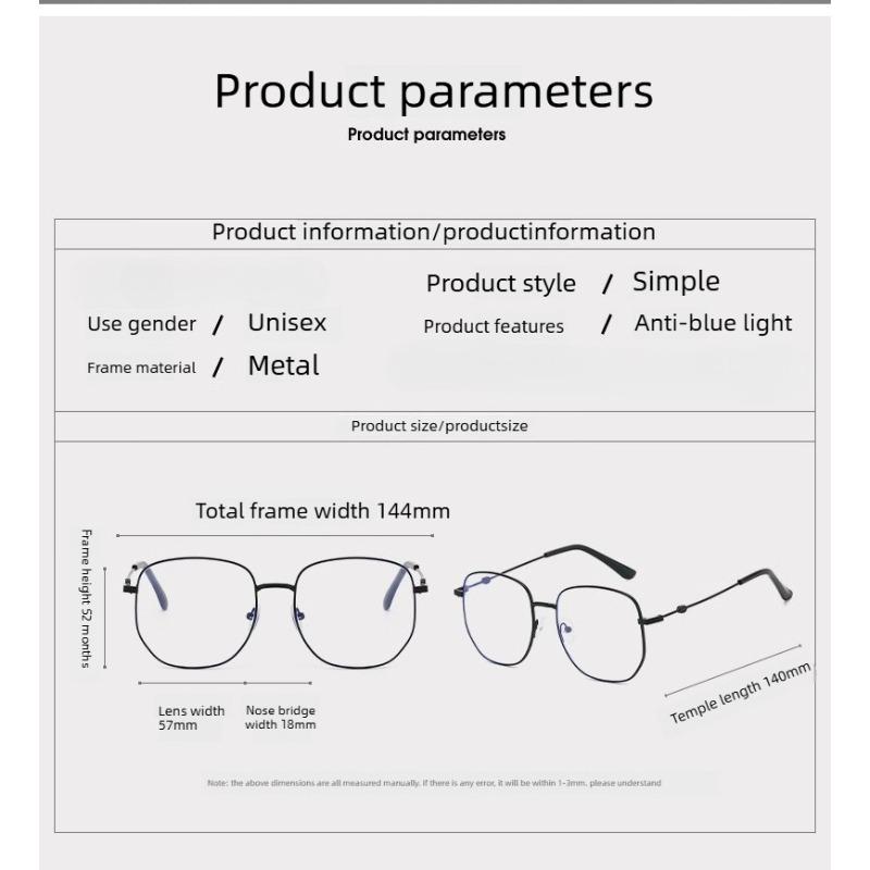 Unisex Fashion Retro Metal Large Frame HD Ultralight Myopia Eyeglasses Office Daily Simple Style High Quality Near Sight Eyewear