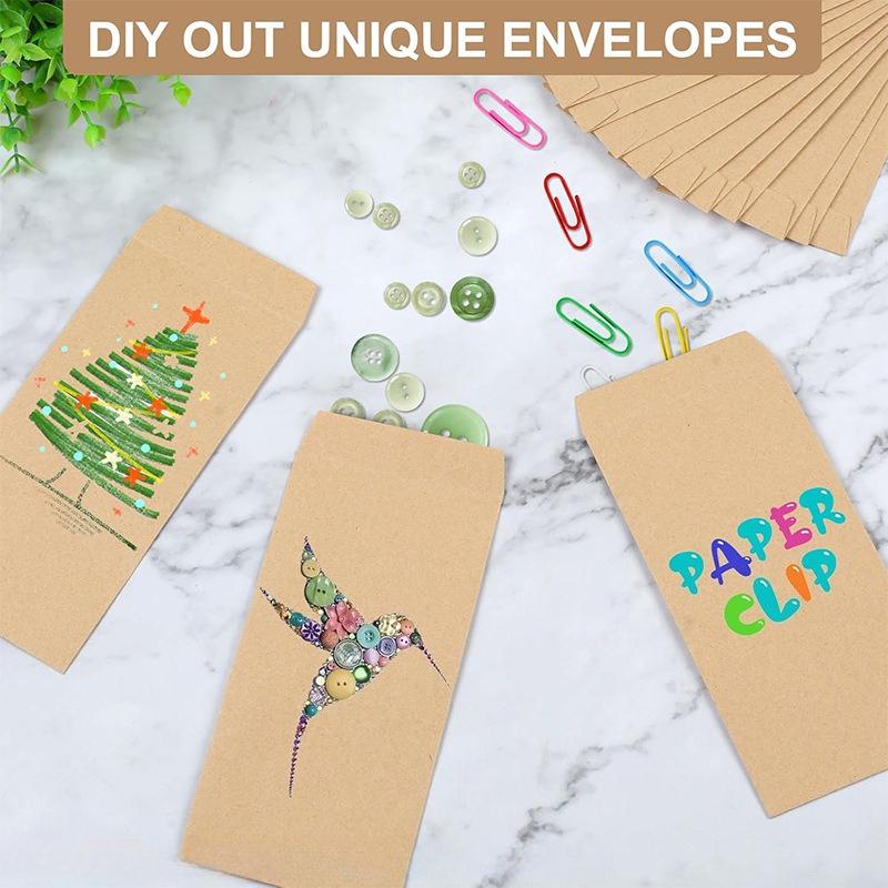 20pcs Brown Kraft Paper Envelopes Bulk Self Sealing Gummed Flap Cash Envelopes Letters Mailing Office Business Invitations Cards