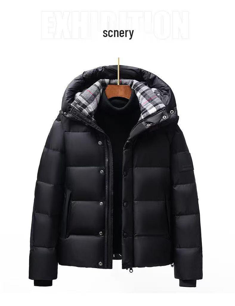 Herren- und Paare-Kapuzen-Winter-Daunenjacke in Übergröße: Winddicht, Warm, Kurzer Stil mit Verdickung und abnehmbaren Ärmeln