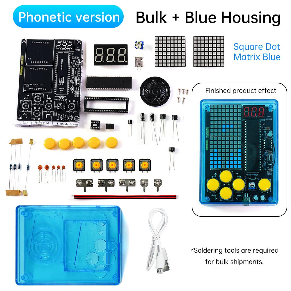 Voice Version 7 Pixel Game Console Electronic DIY kits Muyu Handheld 51 Single-chip Computer DIY Welding Practice Parts USB