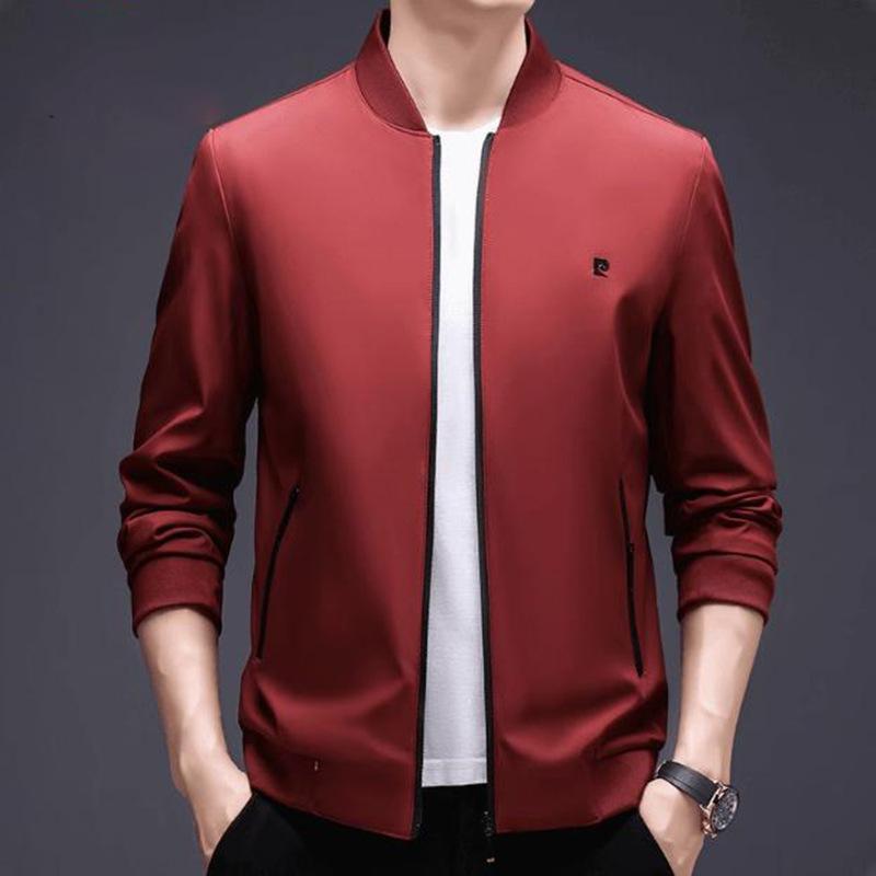 Jacket Men's Spring and Autumn New Stand Collar Solid Color Zipper Young and Middle-aged Dad Baseball Uniform Business Casual Jacket