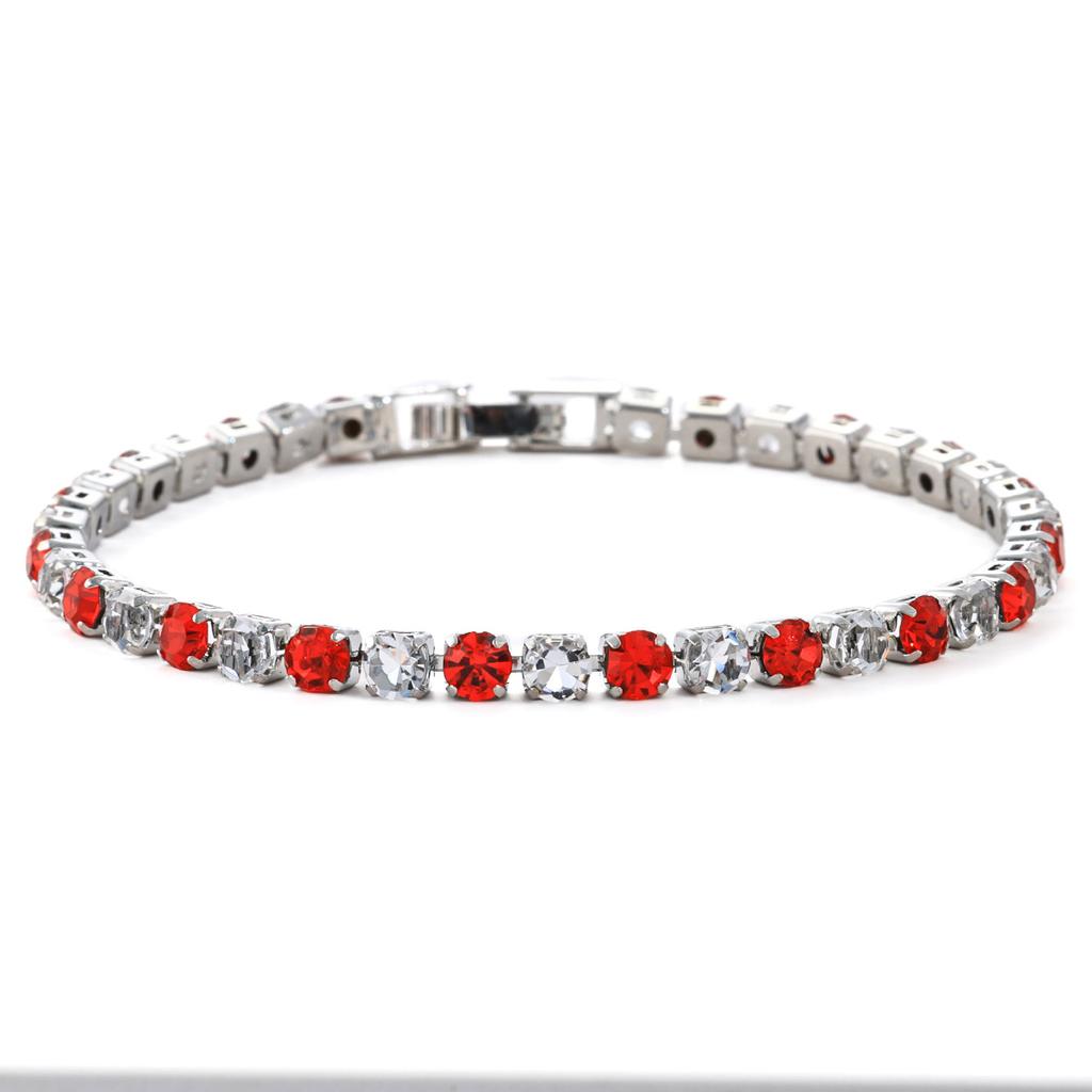 Hot-selling fashion 1mm intercolor zircon bracelet in Europe and America, high-end light luxury tennis bracelet, female spot