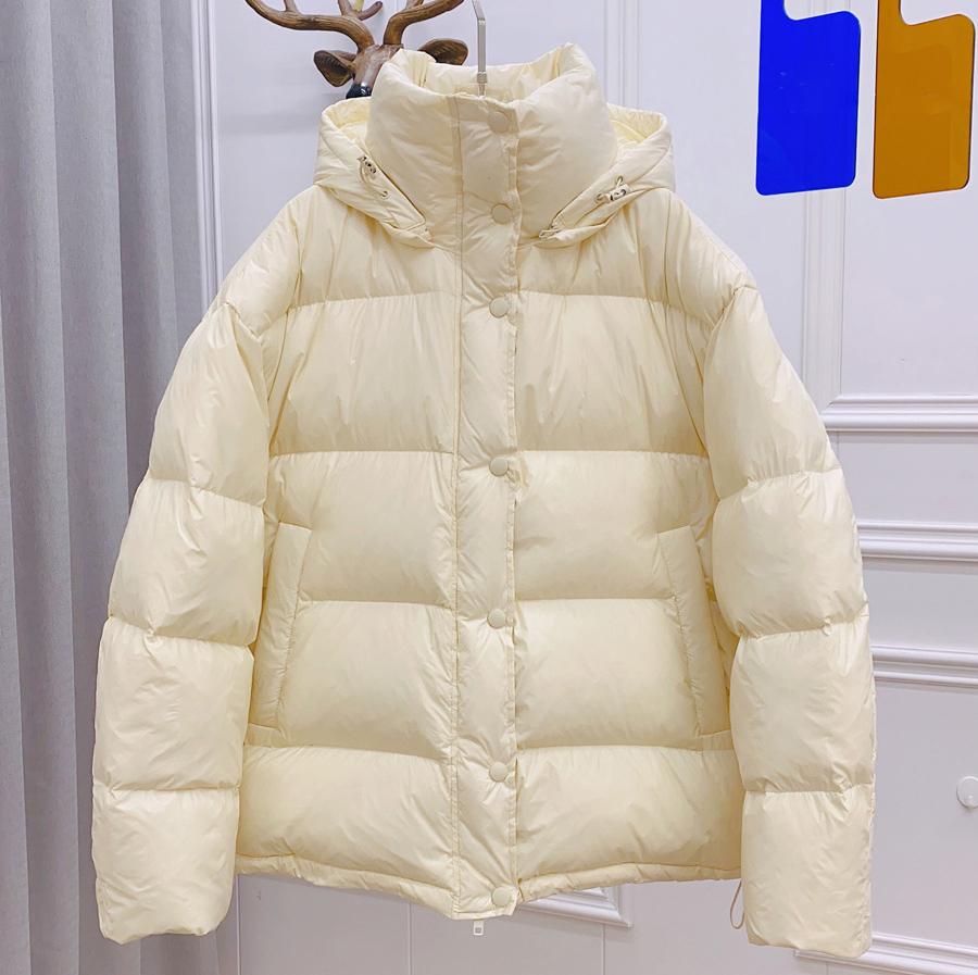 Women Down Jacket with Removable Hood Warm Autumn Winter Outwear Simple Solid Color Casual Over Size Coat