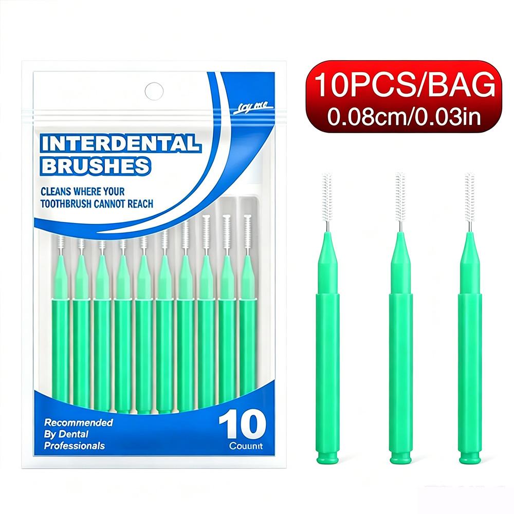 Thin 0.03in/0.08cm Interdental Brushes Disposable Portable Teeth Gap Cleaner Oral Deep Cleaning Interspace Toothbrush