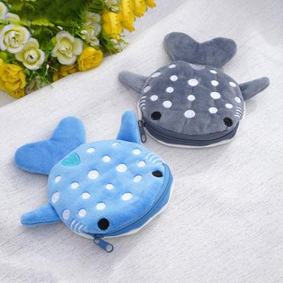 Children Purse Cartoon Closure Soft Shark Shape Zipper Plush Kids Wallet Changes Pouch Cosmetic Bag