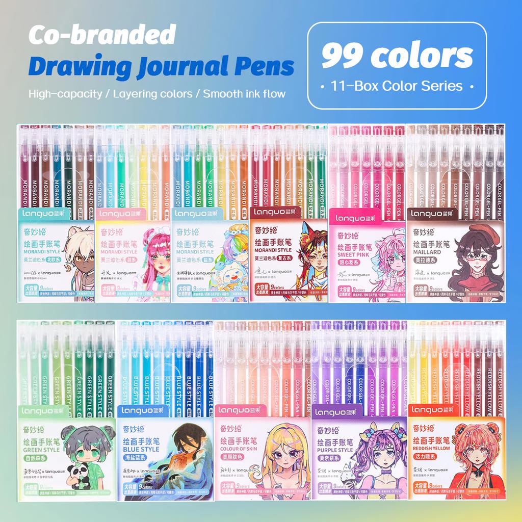 6/9pcs Set Languo Morandi Gel Pens 0.5mm Kawaii Pastel Set for Students Diary Scrapbook Painting & Drawing Pen School Supplies