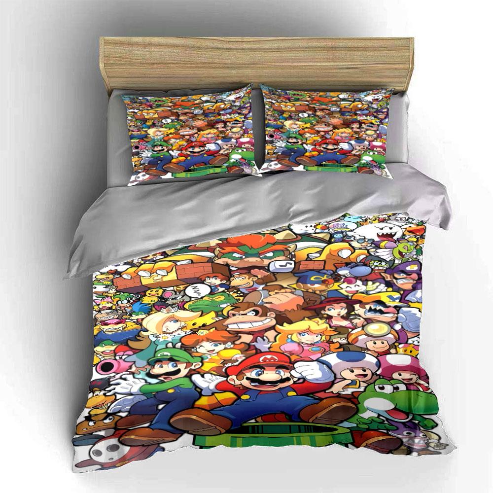 Characters from Mario franchise. Bedding sets Duvet cover sets Duvet covers Pillowcases(1 * Duvet Cover 2 * Pillowcases without duvet insert)