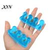 Sensitive Skin Foot Care 1 Pair Toe Separator for Overlapping Toes, 3-Hole Blue Gel Bunion Corrector, Transparent Soft SEBS Spacer Hallux Valgus,