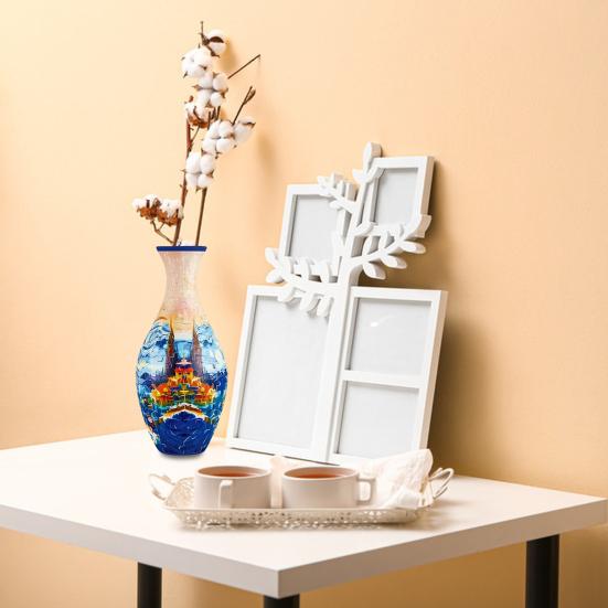 160 ks/sada 3D puzzle váza DIY ručně vyráběná modrobílá keramická mořská loď