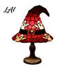 Gemütliches Schlafzimmer Nachtlicht Buntglas Hexenhut Lampe Handgefertigt Retro Harz