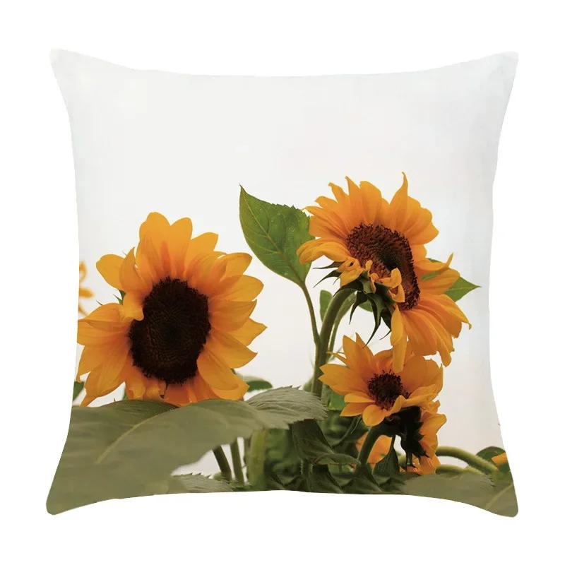 Sunflower Printed Cushion Cover Sofa Home Decor Pillowcase Splendid Floral Plant