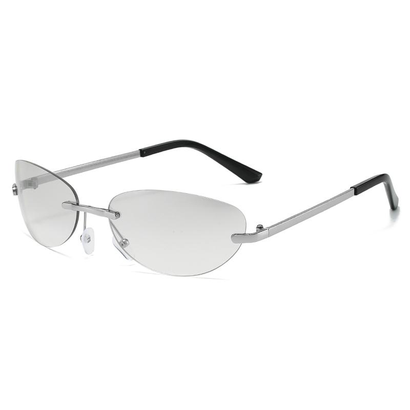 Fashion Rimless Sunglasses Men Women Vintage Brand Design Sun Glasses Lady Oval Eyeglasses Outdoor UV400 Eyewear