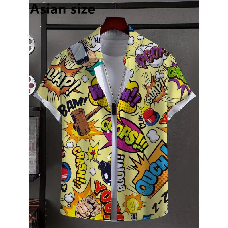 2025 New Men's Shirt 3D Print Anime Pattern Button Up Shirt Fashion Casual New Unisex Shirt Vacation Lapel Short Sleeves Blouse