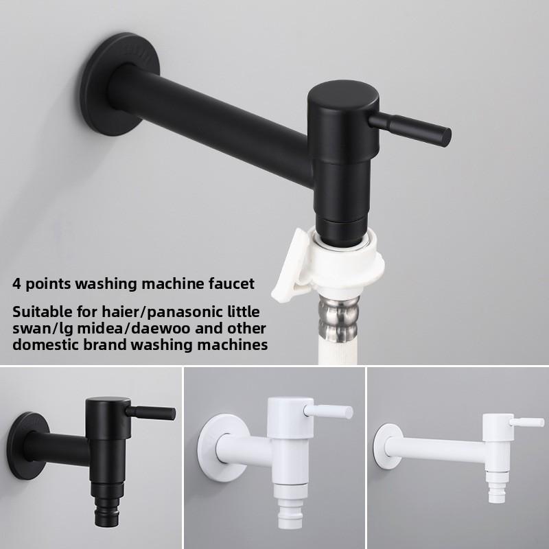 Gebürsteter Outdoor304 Edelstahl Wasserhahn Wandmontiert Auslaufhahn Garten Waschbecken Mopp Verlängert Schwarz und Weiß