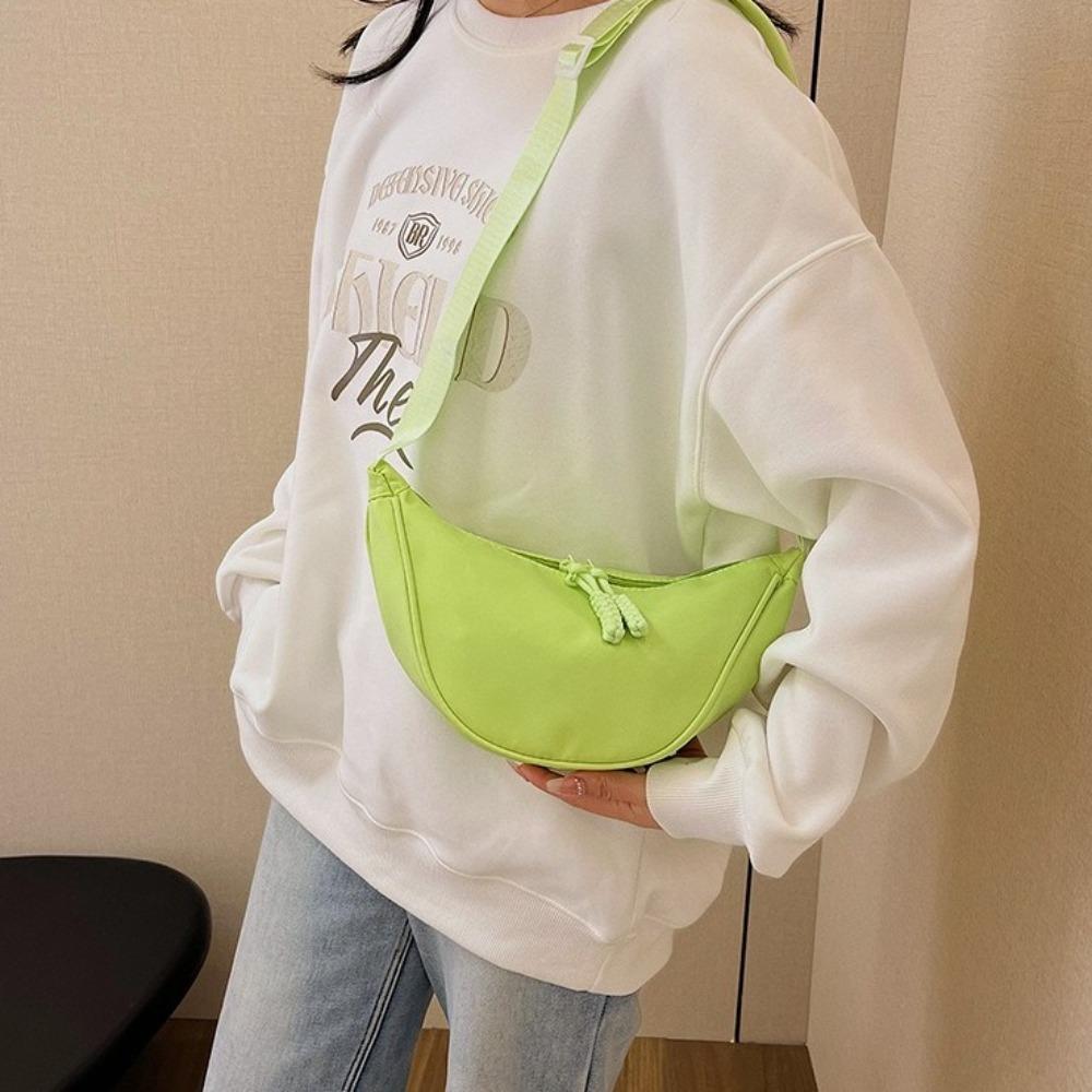 Solid Color Single Shoulder Bags Nylon Canvas Dumpling Bag Simple Hobo Crossbody Bag  Daily