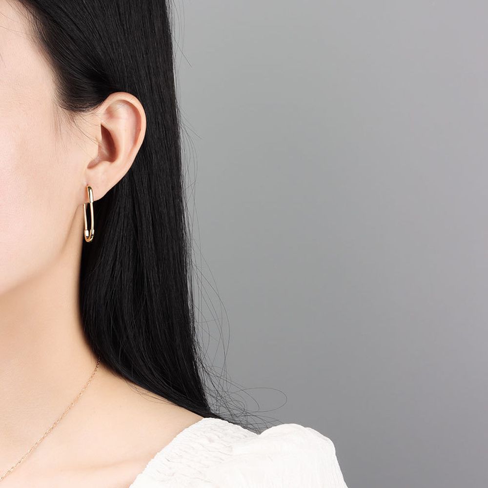 Temperament Fashion Design Party Lady Korean Hoop Earrings Women Earrings Pin Ear Buckle Copper