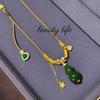 Chinese Retro Buddha Jade Gourd Tassel Necklace for Women