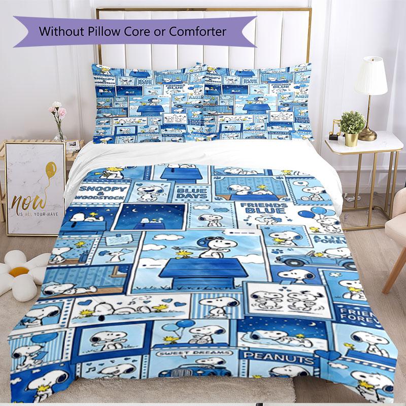 3pcs Duvet Cover Set (1*Duvet Cover + 2*Pillowcase, Without Core), Snoopy Print Soft All‑Season Bedding Set, Home Bedroom Decor Gift