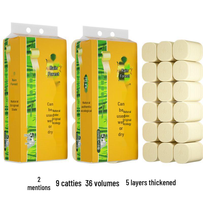 Yumori Coreless 5-Ply Bamboo Toilet Paper, Thickened and Natural Color for Home and Dorm Use