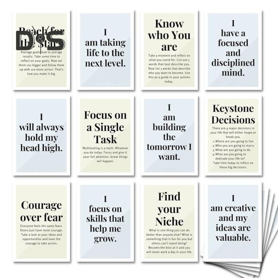 

Mind of A Champion Мотивационные открытки для мужчин Ежедневные действия Шаги и утверждения Вдохновляющие открытки для производительности Осознанность Личное чёрный