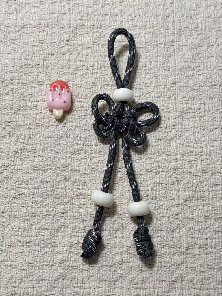 Handmade Colorful Nylon Rope Phone Lanyard with Pearl Knot Buckle Pendant