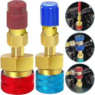 1/2Pcs Prevent Leakage Refrigerant Quick Couplers Kit AC Hose Fitting Connectors  R1234YF To R134A