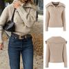 Vintage Style Knit Sweater Young Women Casual Versatile Long Sleeve Top With Collar
