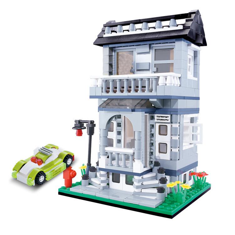 City House Architecture Super Villa Cottage Creative Set Model Building Blocks Bricks Friends Kid Toy Children Ideas Chinoiserie