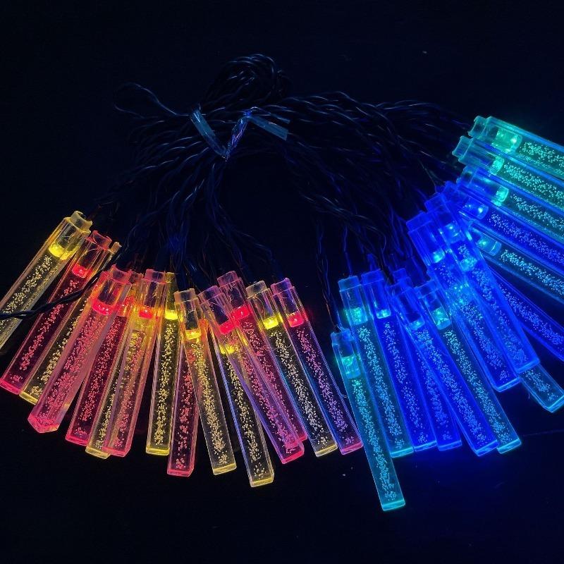 20/50/100LED Solar Powered Outdoor Waterproof Square Bubble Wand String Lights Lawn Lights Garden Scenery Atmosphere Lights Garden Decoration