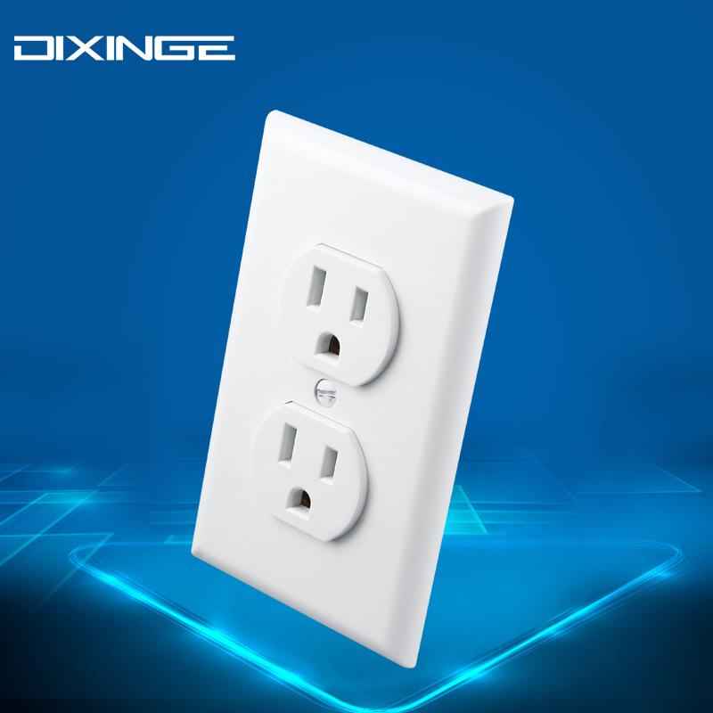 Dual 15A American Standard Three-Pin Double Gang Wall Socket