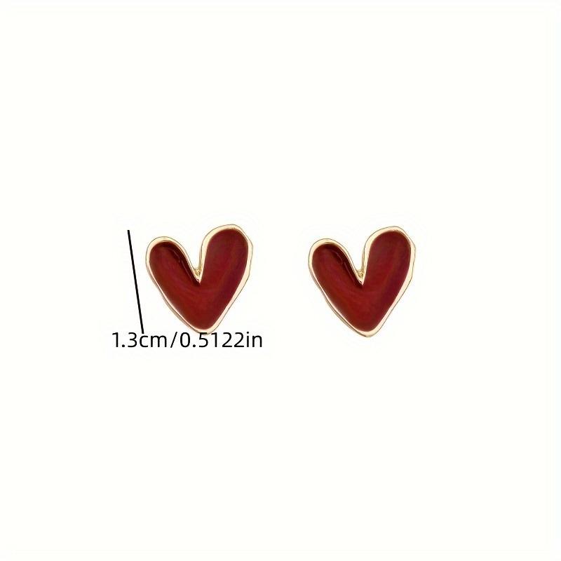 Wine Red Love Stud Earrings Female Temperament Niche Earrings Retro Little Peach Heart Earrings Ear Jewelry