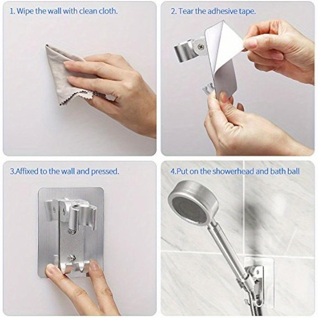 No Drill Aluminum Handheld Shower Holder Wall Mount Bracket Bathroom Shower Hose Rack