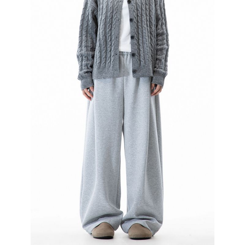 Dream Made Simple Commuter Gray Sweatpants for Men, Autumn and Winter Straight Loose Casual Pants, Men's Wide-Leg Pants
