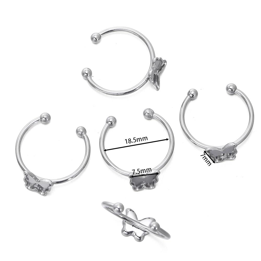 5pcs Gold Color Stainless Steel Open Ring Cabochon Cameo Blank Tray Base Settings for DIY Rings Jewelry Making Findings Supplies