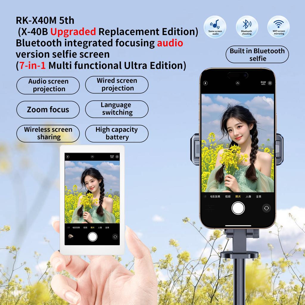 Magnetischer Bildschirm Selfie-Monitor für iPhone und Android Smartphone Rückkamera Vlog Live-Stream Zubehör