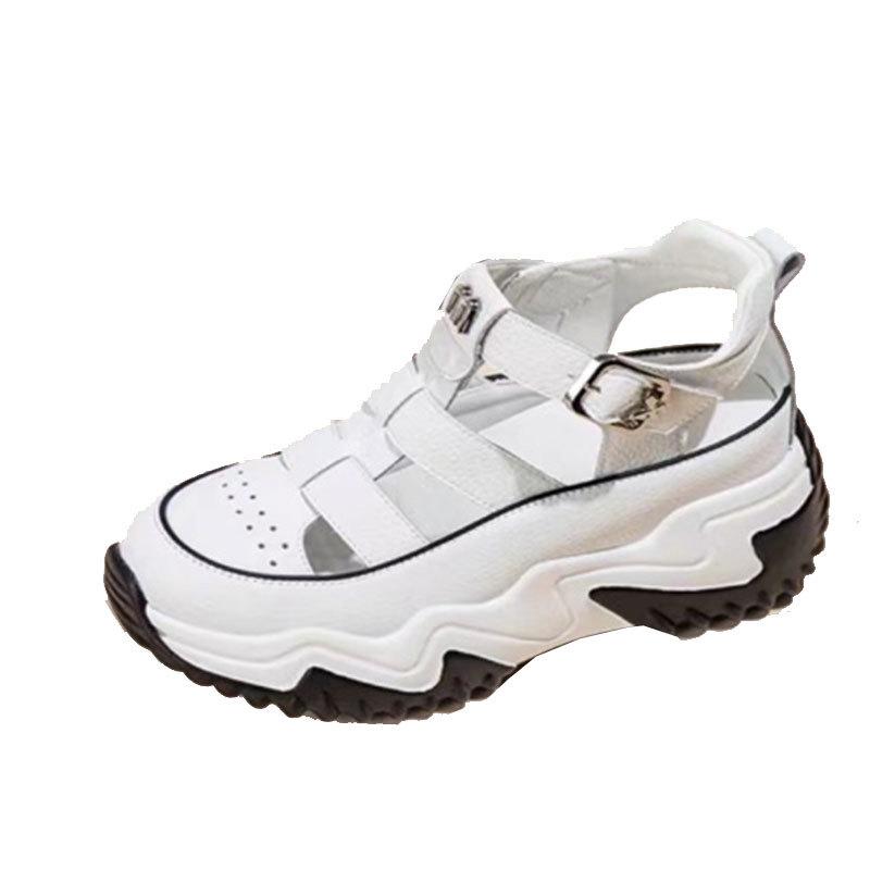 Wear-resistant thick-soled small height-increasing sandals women's summer 2025 new fashion casual breathable hollow dad shoes