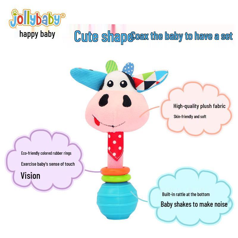 Jollybaby Newborn Teether Hand Rattle for Ages 0-12 Months - Soothing Handheld Baby Toy