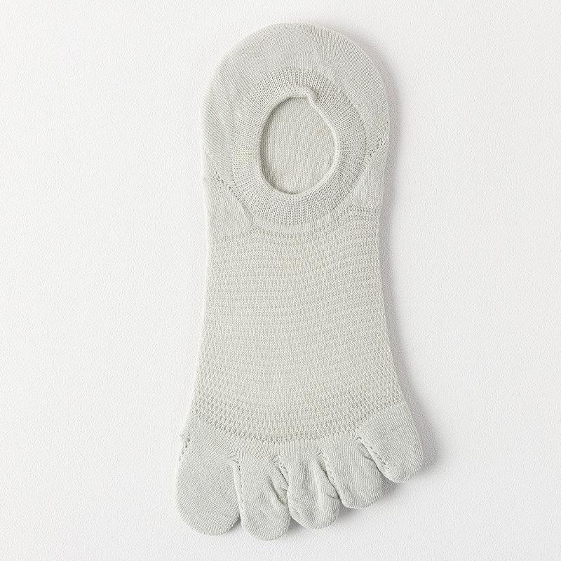 Men Summer Thin Shallow Mouth Invisible Boneless Anti Pilling Can Not Drop Heel Five Finger Socks