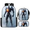 Pacific Rim schoolbag, primary and secondary school students, boys, mecha war, monster backpack, kindergarten burden reduction three-piece set